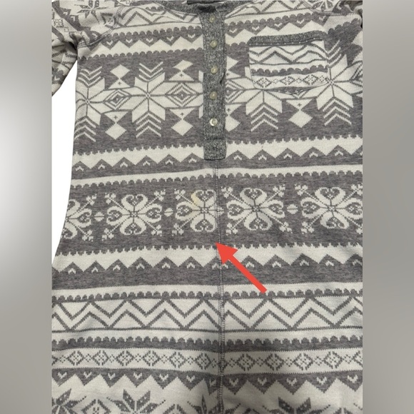 Abercrombie &β Fitch Sleeper Romper Fair Isle Knit Henley Medium Gray White - Picture 6 of 7